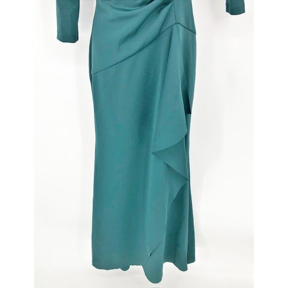 XSCAPE Women's Darla One Shoulder Scuba Crepe Dress 4 Green Long Sleeve NWOT - Picture 7 of 13